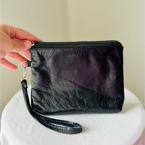 LATICO BLACK LEATHER WRISTLET CLUTCH